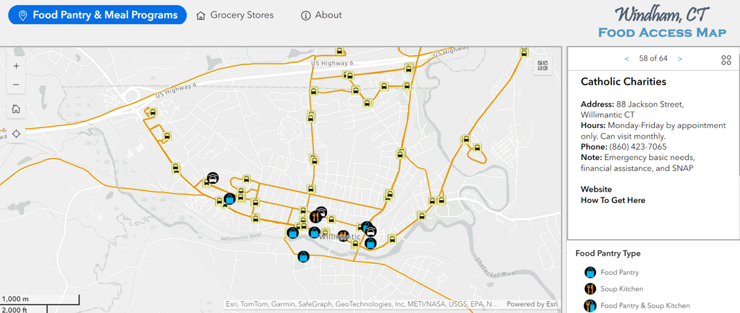 Screenshot showing the Food Access Map.